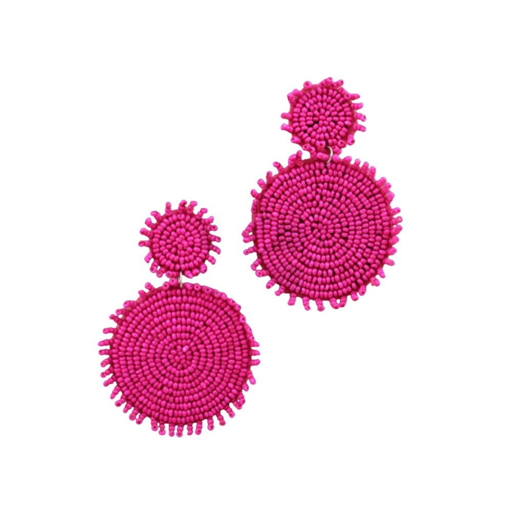 Beaded Drop Earrings | Fuchsia